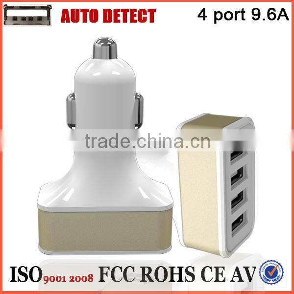 mobile accessory 2015 four 4 port car usb charger 9.6a,48w vehicle charger