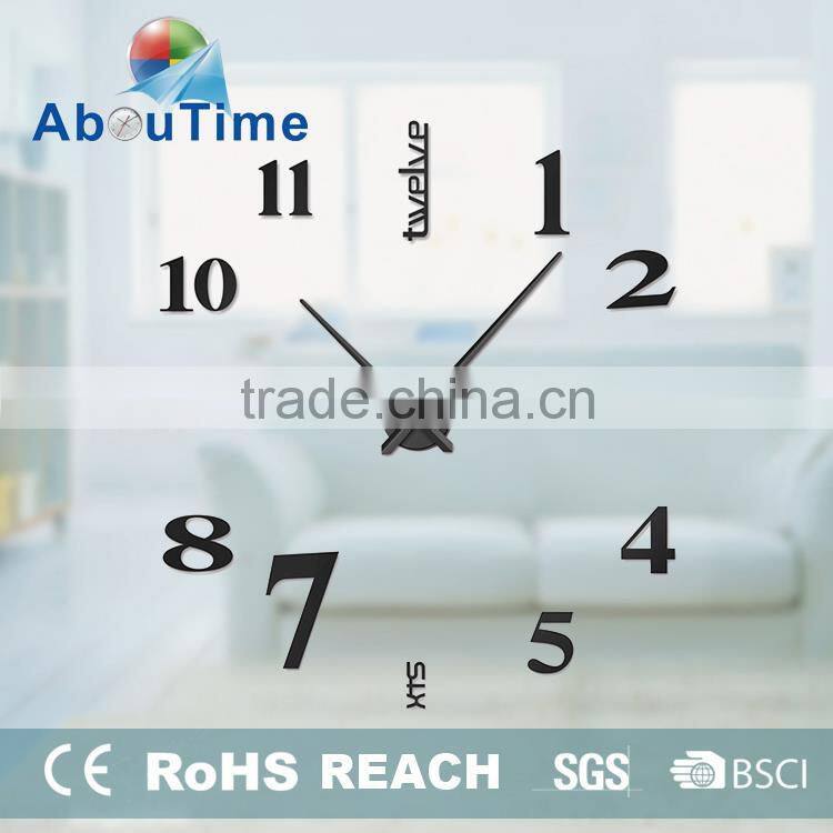 DIY 3D acrylic Mute heart shaped wall clock acrylic wall clock
