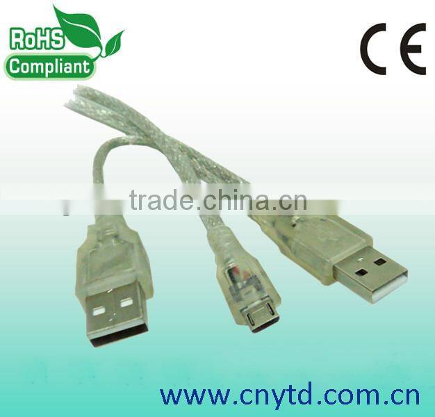 Different styles v2.0 usb cable usb splitter cable 2 female 1 male