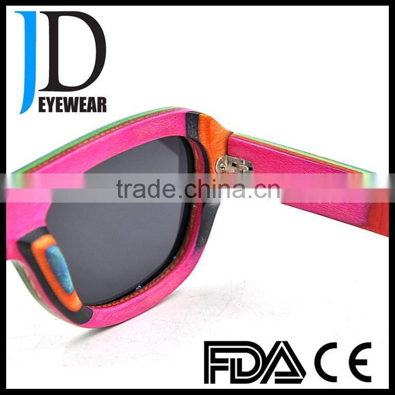 newest design skateboard lamin wood sunglasses colorful wood sunglasses polarized