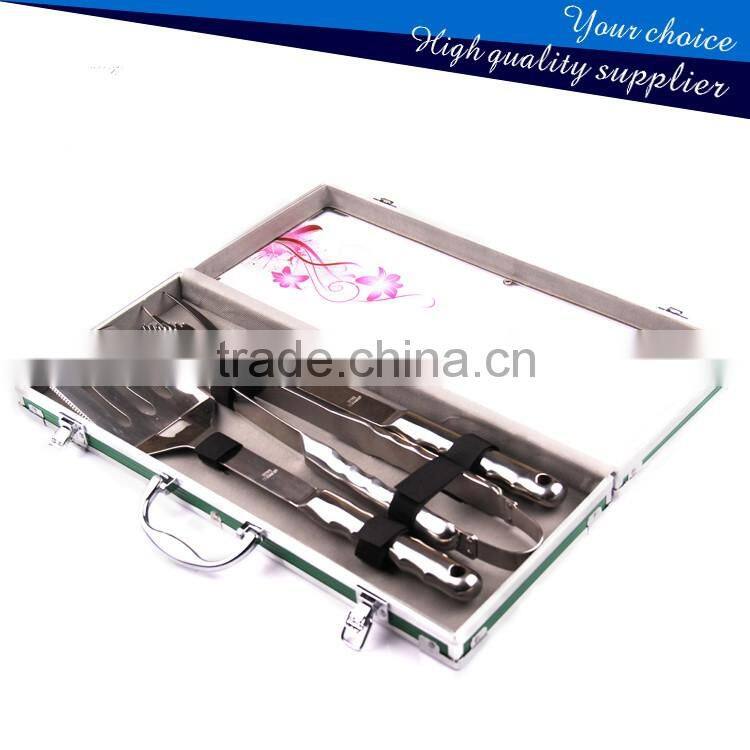 3PCS Stainless Stee BBQ Grill Tools Set with Aluminium Case