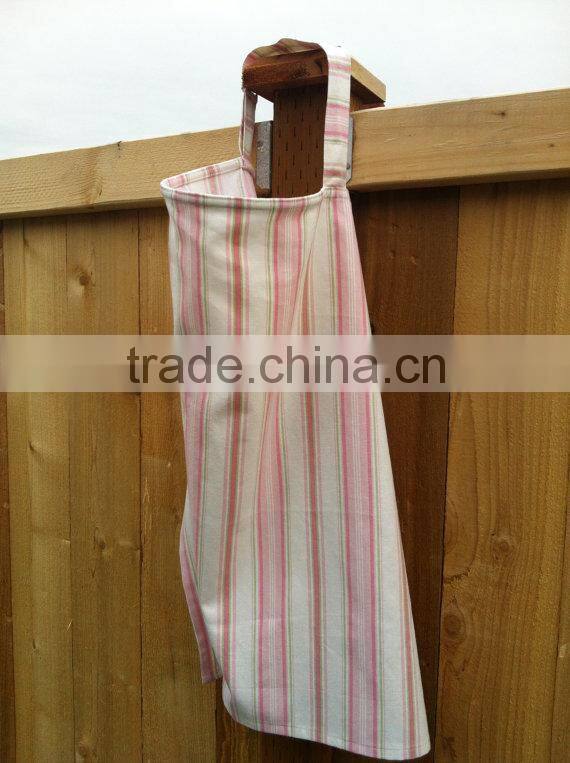 100% cotton light pink white stripe woven fancy long apron
