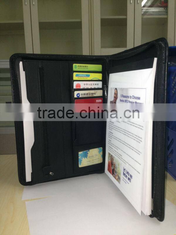 Custom Black Business Card Padfolio Leather Document File Presentation Folders