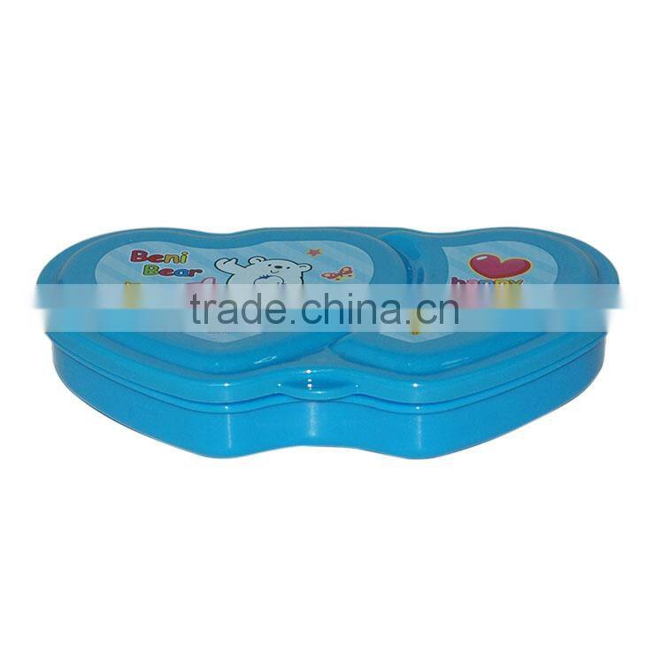 Double-heart Plastic Lunch Box with fork and spoon