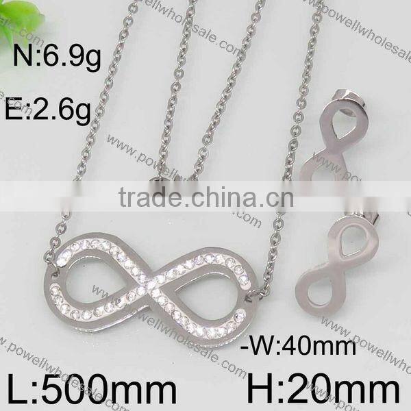 Fashion number 8 gold and steel color alibaba express jewelry set