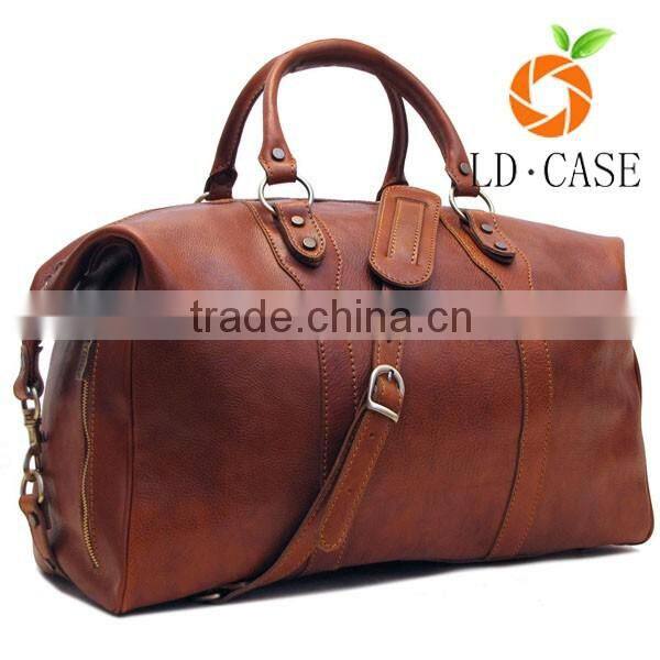 Men's genuine leather duffle gym large travel weekend sports luggage Bag