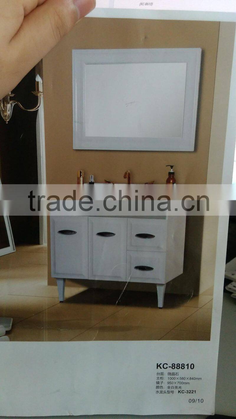 solid wood,oak wood bathroom cabinet withTouch screen lamp mirror cabinet