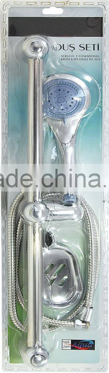 5 functions high flow shower head and 1.5 m stainless steel hose set