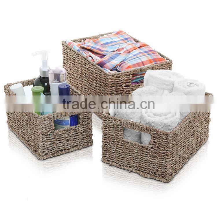 Home or hotel towel and shower gel storage tool seagrass woven bathroom basket