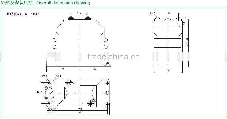 JDZ10-3.6.10A1.JDZX10-3.6.10A1G indoor epoxy resin casted vlotage transformer