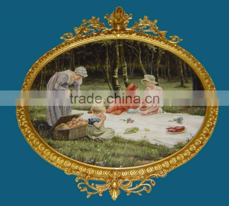 The Family Picnic Framed Wall Mounting Oil Painting, Home Decorated Painting Mural