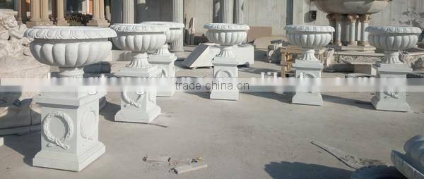 Handmade Black Marble Stone Garden Flowerpot