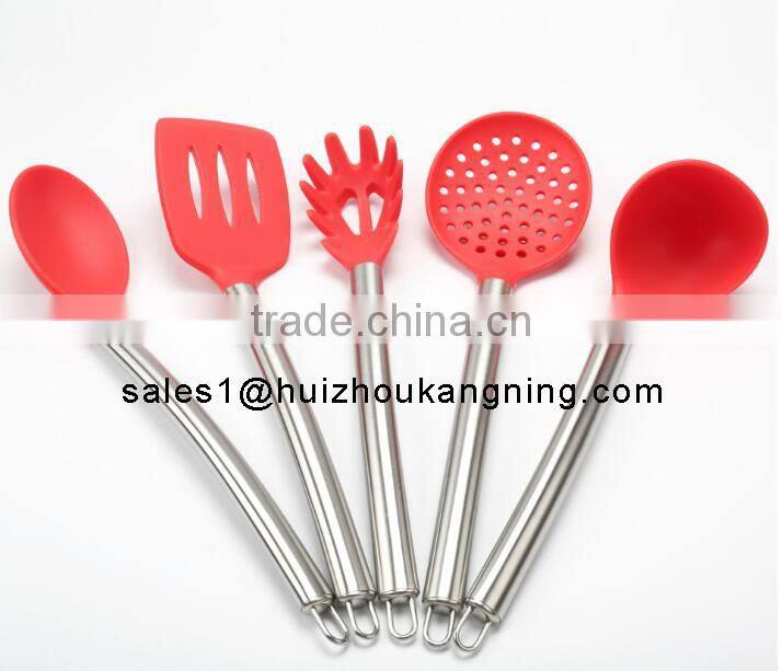 Stainless Steel & Silicone Cooking Utensil Set Spatula, Mixing & Slotted Spoon,Pasta Fork Server, Drainer