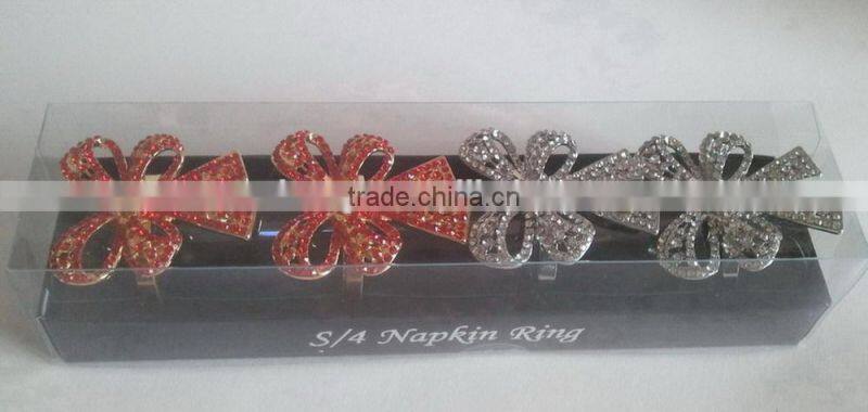 rhinestones metal alloy bowknot napkin ring