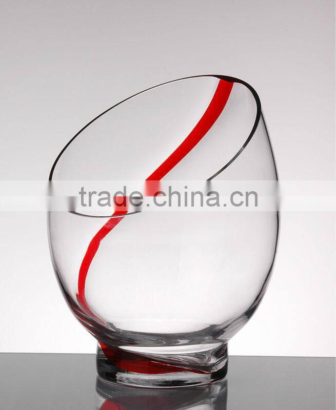 cheap clear irregular glass vase,hand made clear glass vase in high quality