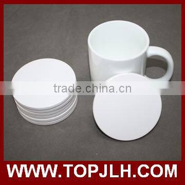 Promotional gift sublimation white blank round ceramic coasters