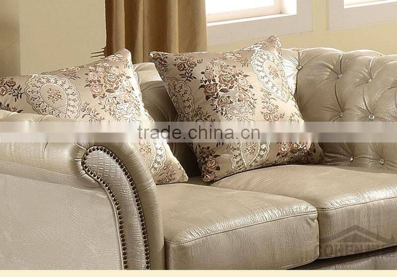 European style PU leather sofa designs with crystal buttonsSF033