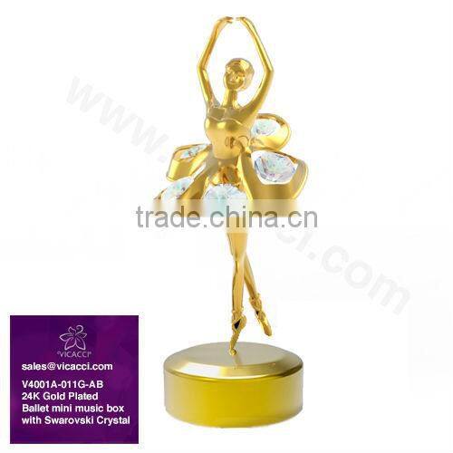 24K Gold Plated Decorative Ballet Mini Stand with crystals from swarovski