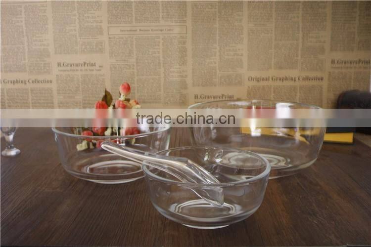 transparent round glass bowl set for rice soup
