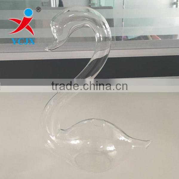 Wedding Decoration Gift Hand Blown Clear Glass Swan Vase
