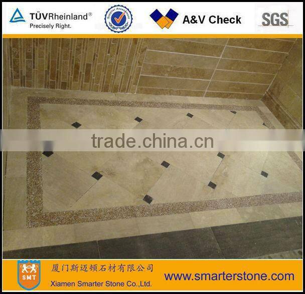 Imported cream travertine slab with filling holes for flooring