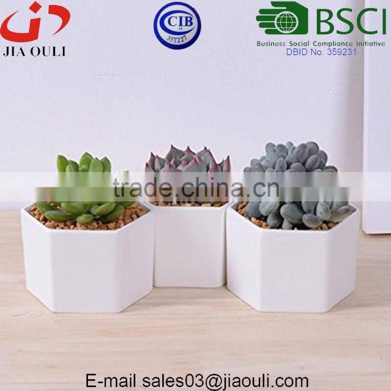 Glazed White Small Round Modern Ceramic Succulent Planter Pot