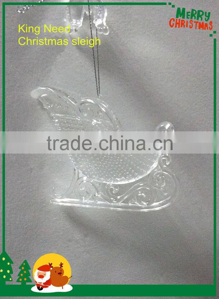 Acrylic clear sleigh outdoor Christmas ornament
