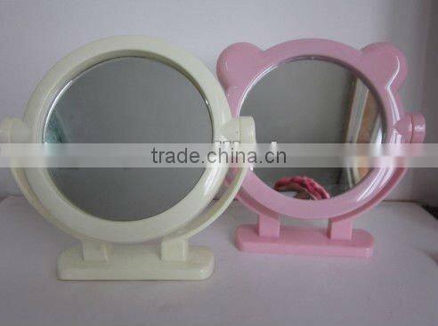 small pink lovely shape plastic mirror with white colour