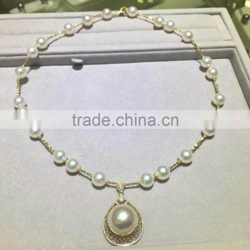 AAA 6-9mm white color Akoya pearl necklace