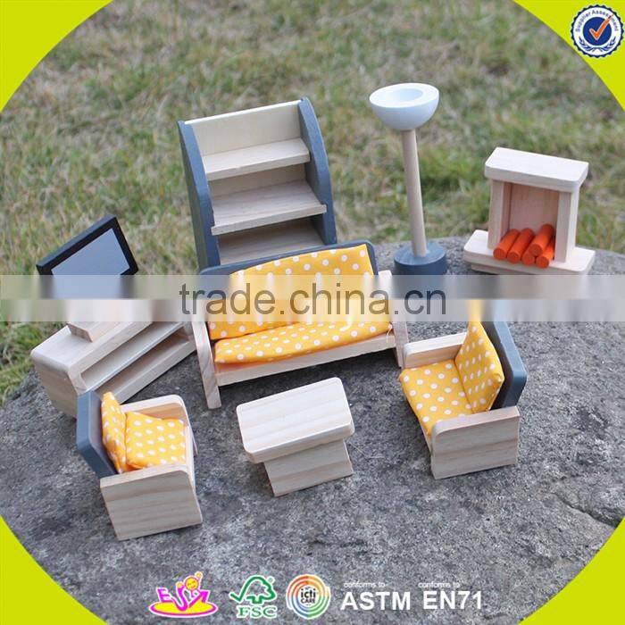 Wholesale kids furniture toys wooden doll house furniture best children wooden miniature doll house furniture W06B055-S