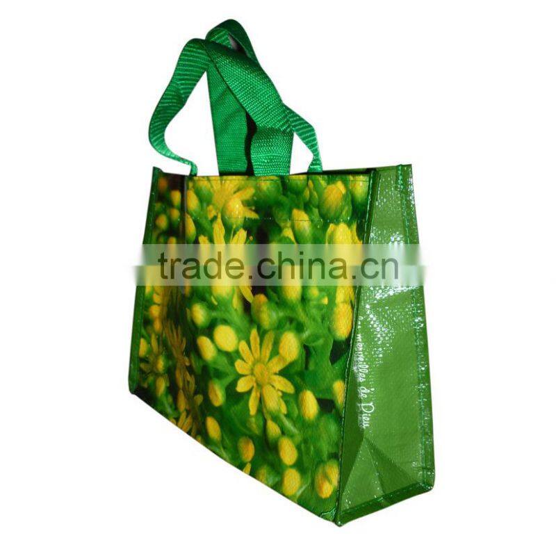 Lavender Picture Printing Fashion Durable PP Woven Bag with Round Corner