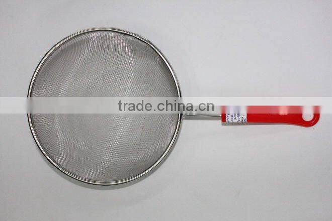 stainless steel oil strainer w/plastic handle