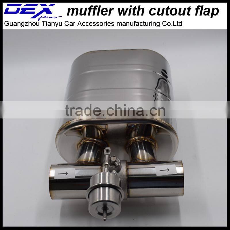 automobile performance muffler with cutout valve in exhaust system