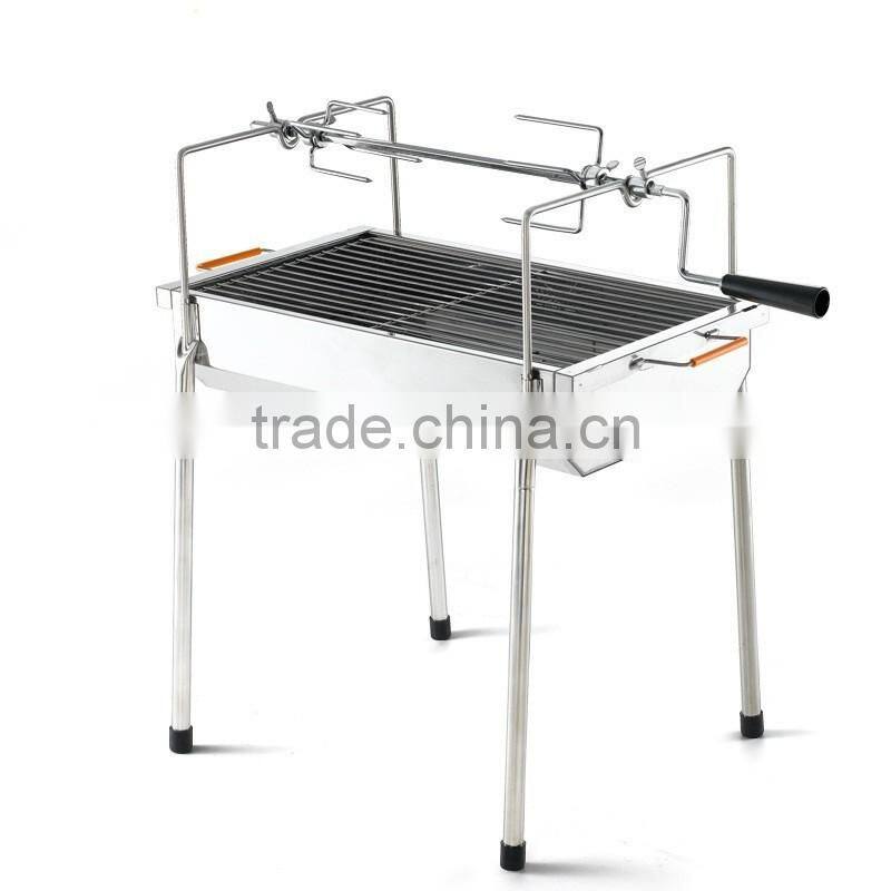 Rotating BBQ Charcocal grill with Stainless Steel wire mesh