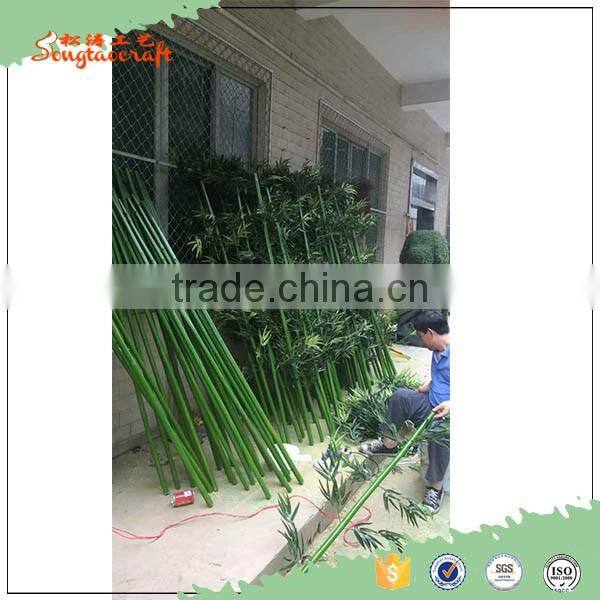 high quality 6cm outdoor new green Chinese plastic leave artificial bamboo poles plants