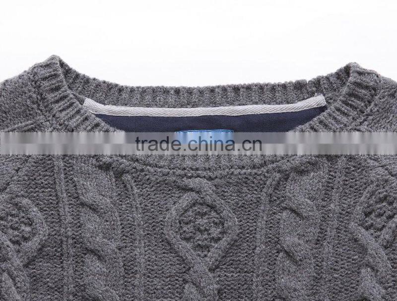 new arrival pure color cable crew neck knit sweater , pullover sweater