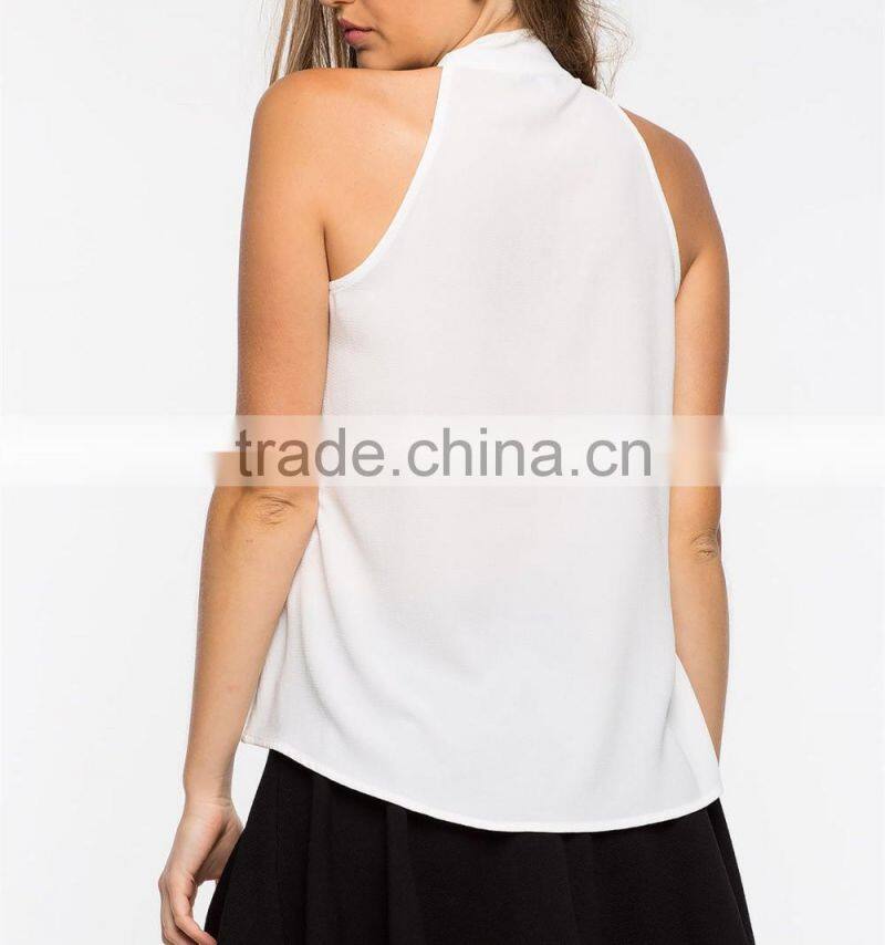 2016 Fashion Ladies Tie Neck Blouse Cami Top HST8044
