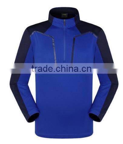 2016 New Long Sleeve Zipper Collar Jerseyes Climbing Hiking Running Camping T-shirt