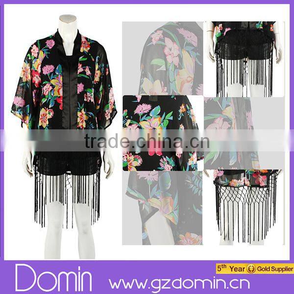 New Fahison Women Printed Kimono Jacket Ladies Cardigan Ladies Silk Kimono