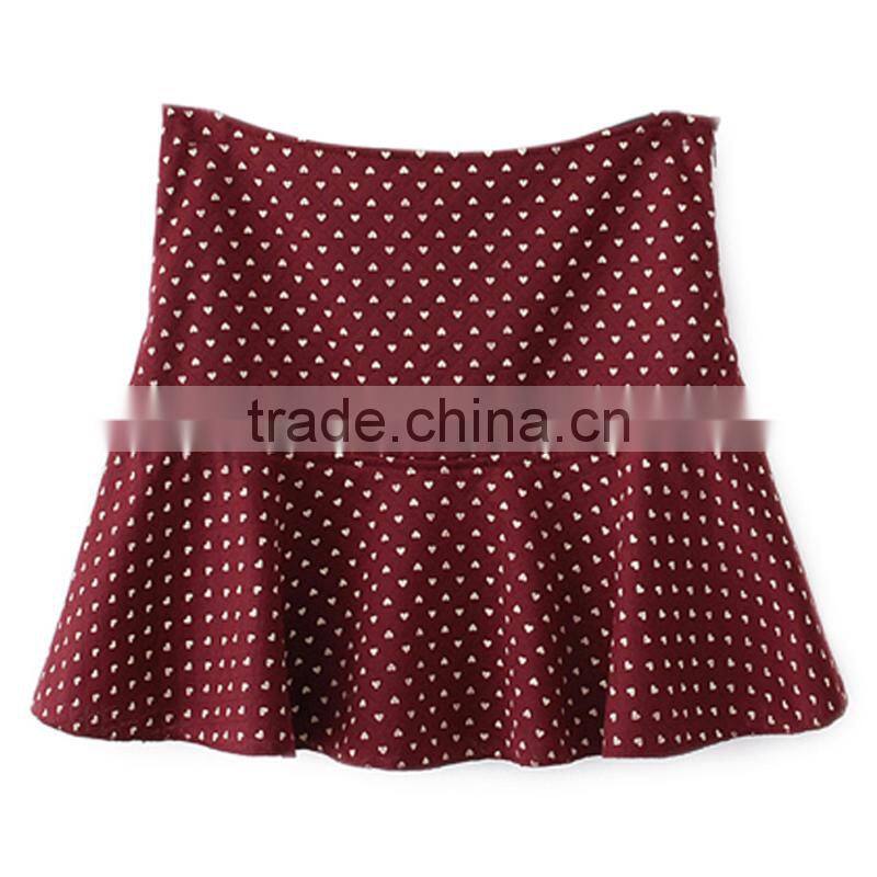Ladies' fashion polyester print ruffle bottom high quality direct manufacturer hawaii party skirt