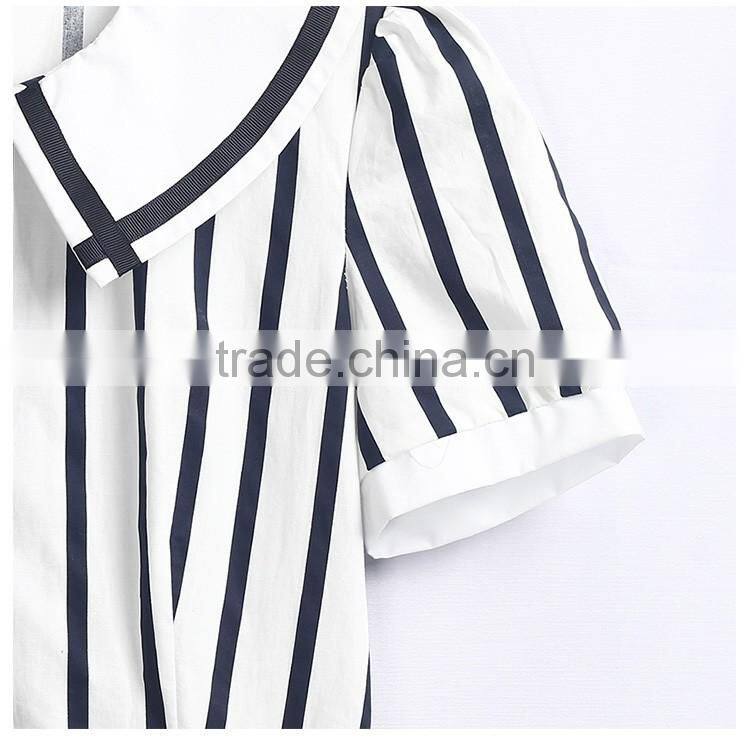 Cute Senior Strip Dress For Girls School Uniform Sample