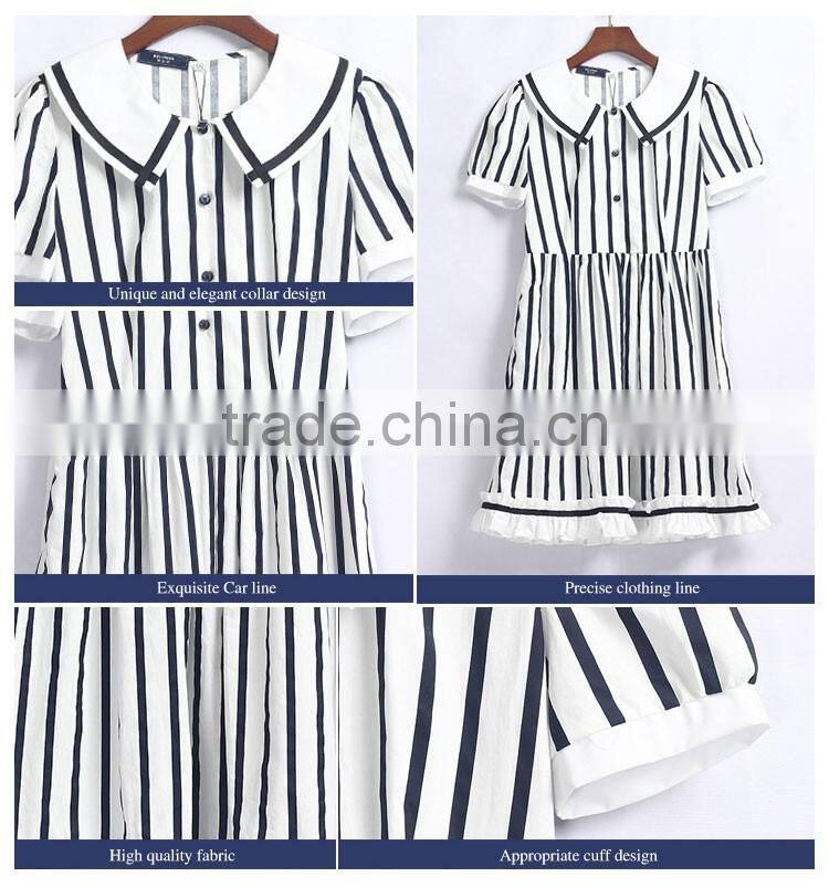 Cute Senior Strip Dress For Girls School Uniform Sample