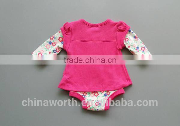 lovely follower printing baby girl rompers baby T-shirt rompers for long sleeve