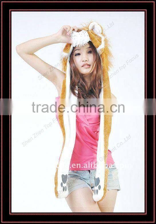 PLUSH CARTOON ANIMAL HAT WITH GLOVES