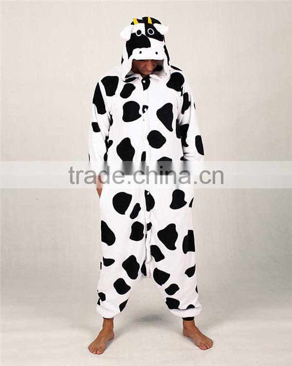 best design animal winter adult cow unisex fleece couples pajamas