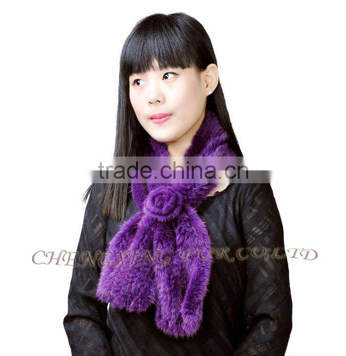 CX-S-82H Best Prices OEM Design Stock Fashion Knitted Mink Fur Ladies Scarf
