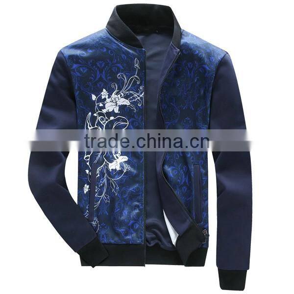 2016new custom print zipper baseball jacket for man