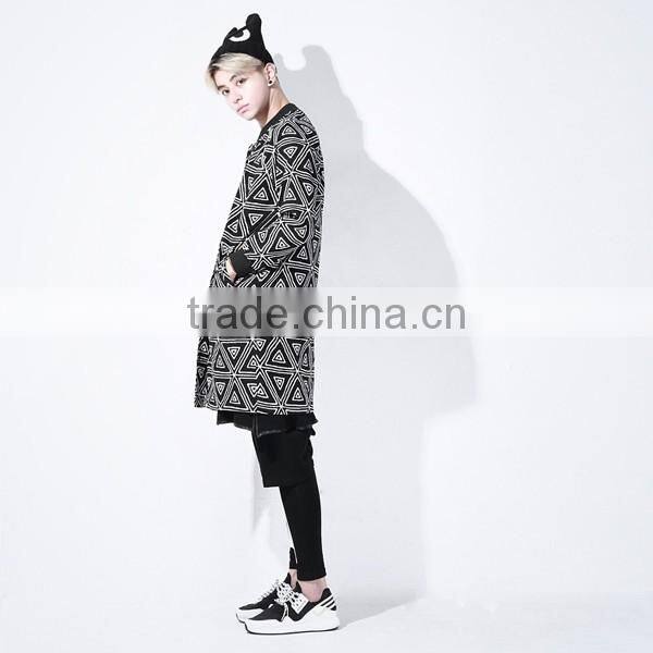 2016 long slim cotton print coat
