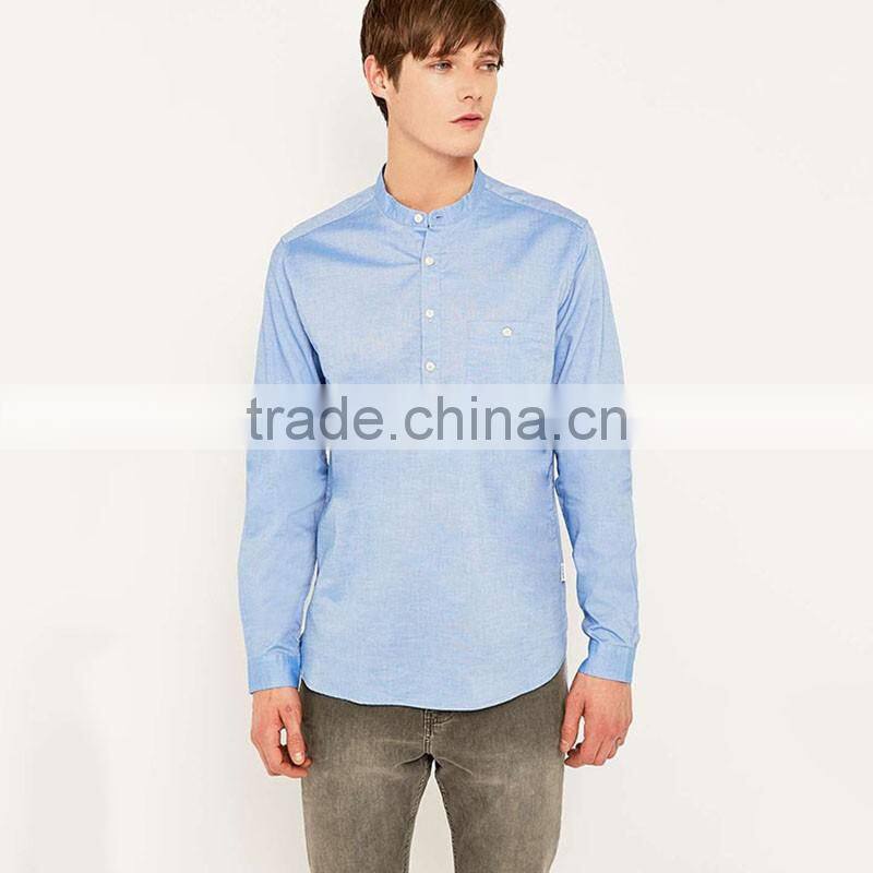 Cheap round bottom casual man shirt stylish high collar shirts for men