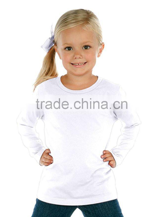 100% cotton pink t shirts 120gsm wholesale Toddlers Crew Neck Long Sleeve tshirt Kids clothing OEM